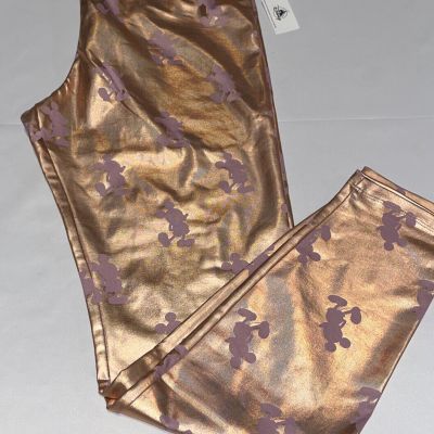 New Disney Metallic Rose Gold Mickey Mouse Leggings w/Light Stretch Size S