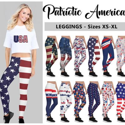 Patriotic American Leggings #1 - USA American Flag 4th of July Fashion Leggings