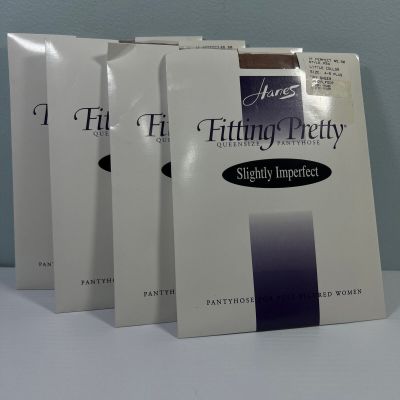 4 Pair Hanes Fitting Pretty Queensize Size 4-5 Plus Pantyhose P24 Sheer Sandal