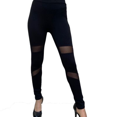 CiSono Ponte Legging Sheer Workout stretch spandex black yoga running skinny leg