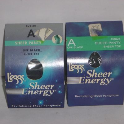 (2)  Leggs Sheer Energy Sheer Pantyhose - Medium Leg Support - Off Black A 60826