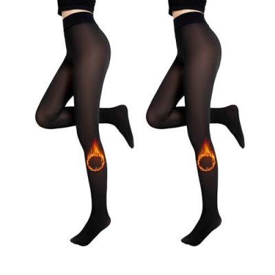 Fleece Lined Tights Women-Fake Translucent Warm Small Black Thin Fleece