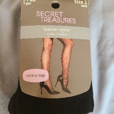 New Secret Treasures Black Tights 1-Pair Size 2 Nylon Spandex, Control Top