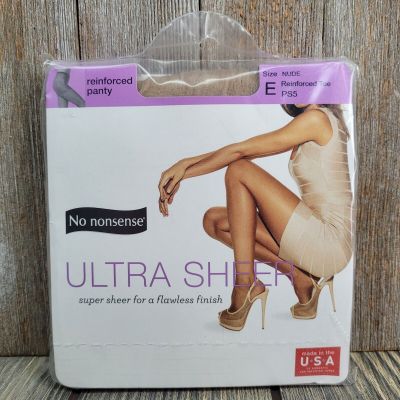 No Nonsense Size E Ultra Sheer Nude Pantyhose Reinforced Panty & Toe PS5 NEW