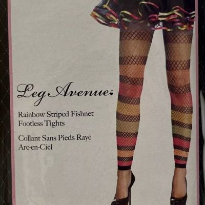 2PCS Rainbow Striped Footless Tights Fishnets Stockings Leg Avenue NEW