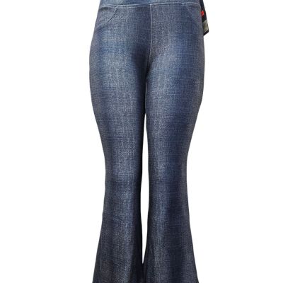 Denim Style Bootcut Legging High Waist And Warm Inside Back Pockets Denim Color