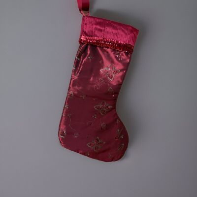 SATIN CHRISMAS RED STOCKINGS 24”.