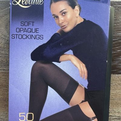 NEW in package Levante Gray (Anthracite) Soft Opaque 50-Denier Stockings Size L