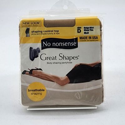 No Nonsense Great Shapes Body Shaping Pantyhose Beige Mist Sheer Toe Size D