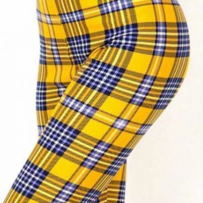 Plus Clueless Yellow Plaid  CAPRI Leggings Fits Sizes 12-18 NWT