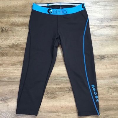 Ethika Leggings Women’s Size M Pants Crop Sub Zero Performance Black Teal Blue