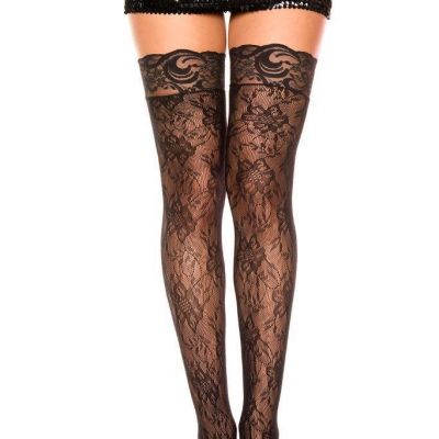 NEW sexy MUSIC LEGS gardenia FLORAL lace TOPS net THIGH highs STOCKINGS nylons