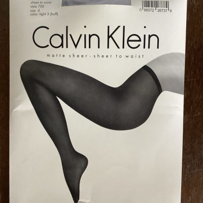 Calvin Klein Matte Sheer, Sheer To Waist Pantyhose Light Buff 3 Style 700 Size D