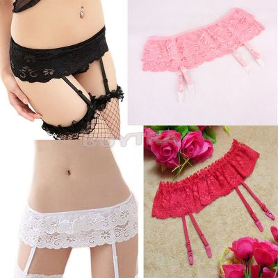 Hot Sexy Ladies Sheer Lace Top Thigh-Highs Stockings Garter Belt Suspender W