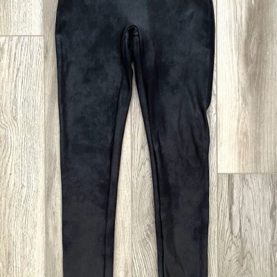 Spanx Women’s Faux Leather Shine Black Leggings, Sz Medium, MINT!