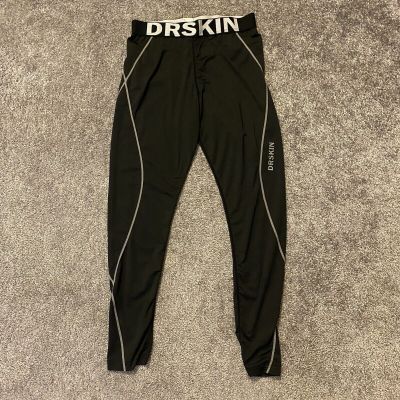 DRSKIN Leggings Women’s L Black Stretch Active Compression Workout Running