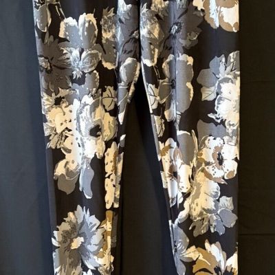 SOLO WEAR Black White Gray Sheer Floral leggings pants sleepwear, Sz: Small EXC