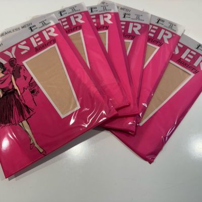 VINTAGE Kayser Hosiery Seamless Mesh-Clear Beige Sz11L X 6 *NEW