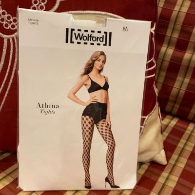 New Wolford Athina White Net Pattern Tights Medium