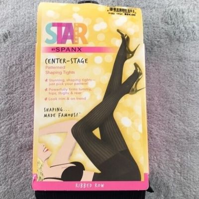 Star Power Center Stage Spanx Shaping Tights Ribbed Bow Black Size L New