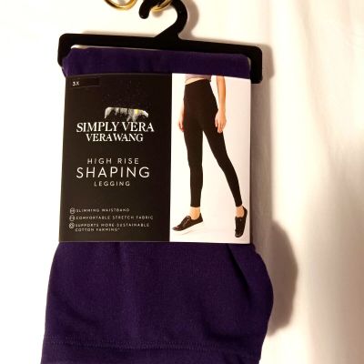 NWT Women's Simply Vera Wang High Rise Shaping Plus Sz 3X Leggings Purple Plum