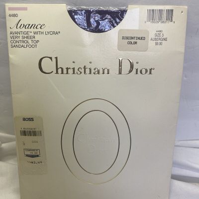 NOS Christian Dior 4480 Control Top Very Sheer Pantyhose Size 3 Rare Purple