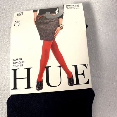 Hue Womens 1 Pair Of Super Opaque Tights With Non Control Top Size 1 NAVY New