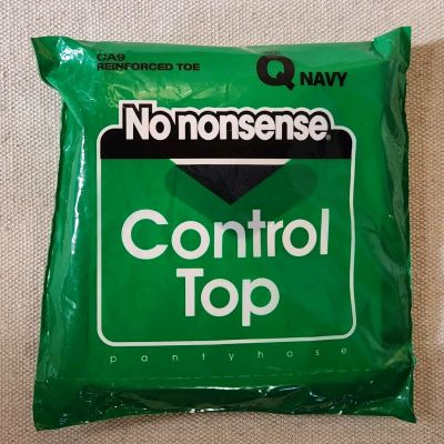 No nonsense Navy Reinforced Toe Control Top Premium Nylon Pantyhose Size Q CA9