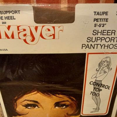 Mayer-Berkshire Pantyhose Control Top Sheer Support-NudeToe Taupe Petite 5'-5'3