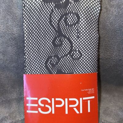 Esprit Gray Floral Fishnet Tights Pantyhose Size M/L - 1 Pair / New