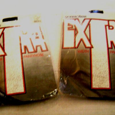 EXTRA WIDTH PANTYHOSE NEW LOT of 2 PAIRE  Jet Black 3X / 4x Nylon  Made in USA