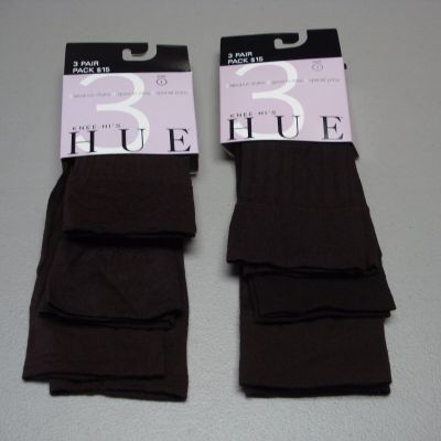 NWT Women's Hue Opaque/Pattern Knee Hi's 6 Pair Size 1 Espresso #394G