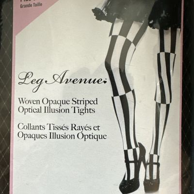 Leg Avenue Tights Opaque Mod Print 1960s Optical Illusion Plus Size