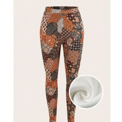 NEW Shein EMERY ROSE Women Stretch Patchwork Print Leggings Plus Size: 2XL (16)