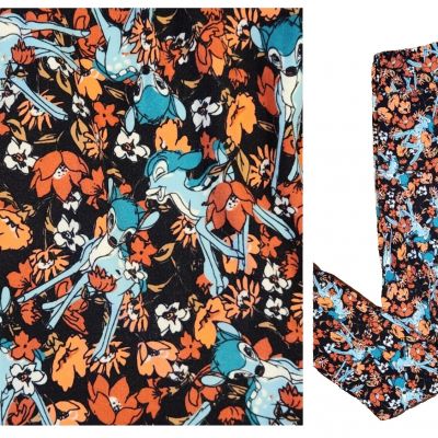 Lularoe Disney Tall & Curvy Leggings Blue BAMBI Floral Background, One Size, EUC