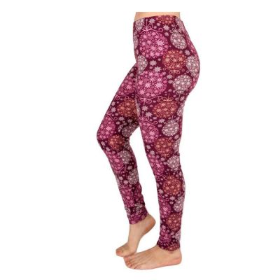 Christmas Print Peach Skin Women's Full Length Patterned Fashion Leggings