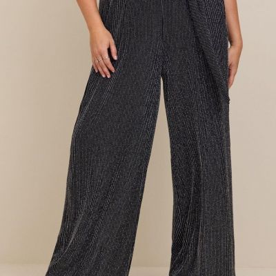 Torrid Black Pull-On Wide Leg Stretch Lurex High-Rise Pants Size 6 6X 30 NWT