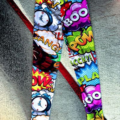 Comic Book Leggings for Women Mid Waisted Workout Pants Explosion Pop Art Print