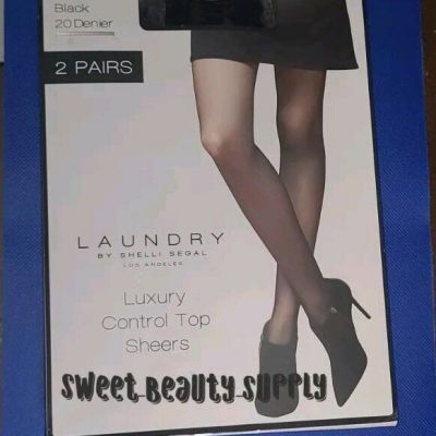 Laundry By Shelli Segal Los Angeles Pantyhose 20 Denier Size2 Black (2 Pairs)