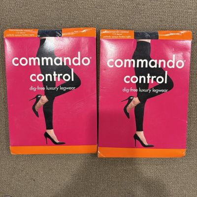 NWT Bundle Of 2 Pair Womans Commando Control Dig Free Legwear 110 Denier Black M