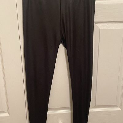 Women's Faux Leather Leggings Shiny Metallic High Waist Skinny Pants, Size L