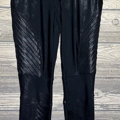 SPANX Faux Leather Shiny MOTO Women’s LEGGINGS-20136R-BLACK-Size Small