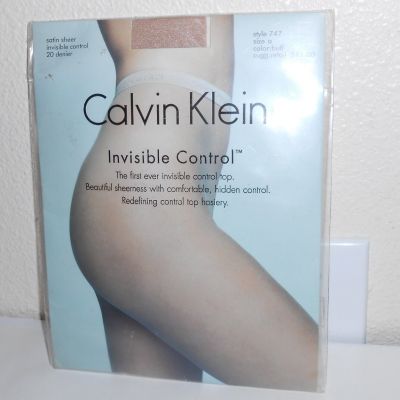 Calvin Klein Invisible Control Size A Buff Satin Sheer Control Top Pantyhose