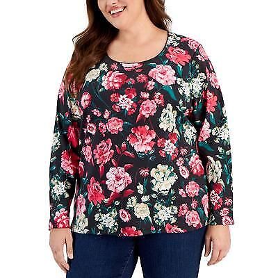 Karen Scott Plus Size Floral Print Scoop-Neck Top, 0X