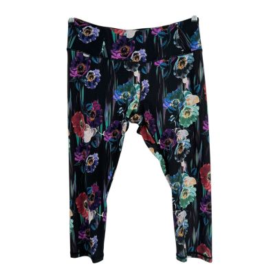 Calia Carrie Underwood Black Floral Leggings Large Capri Yoga Athletic Workout