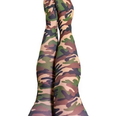 Kixies Camo Thigh High Stockings No Slip Grips Size C NEW