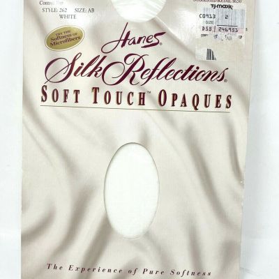 NOS Vintage Hanes Silk Reflections Soft Touch Opaques Size AB White Panty Hose