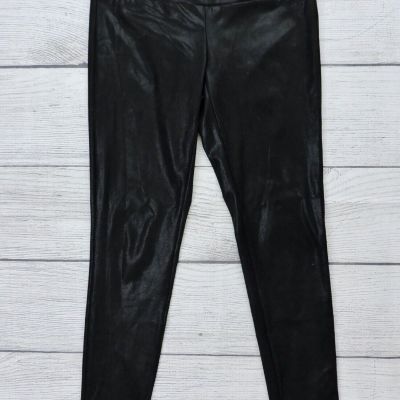 J MCLAUGHLIN LORI Womens Sz XS Black Shiny Stretch Pull On Metallic Leggings EXC