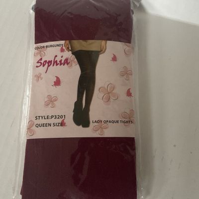 Sophia Queen Size Burgundy Opaque Tights