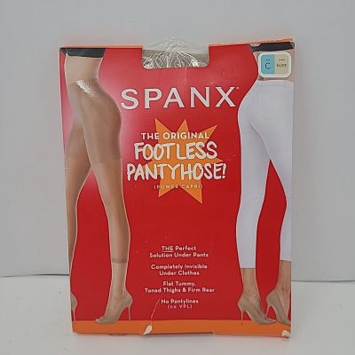 Spanx High Waisted Footless Pantyhose Power Capri Size C Shade Nude No Pantyline